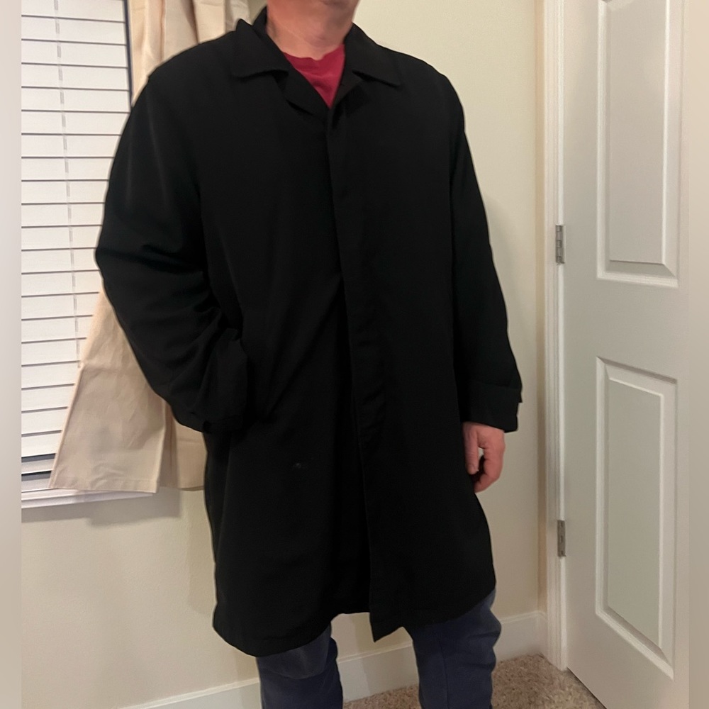Harve Benard Vintage Black Wool blend zip out liner 2 piece long Trench coat
